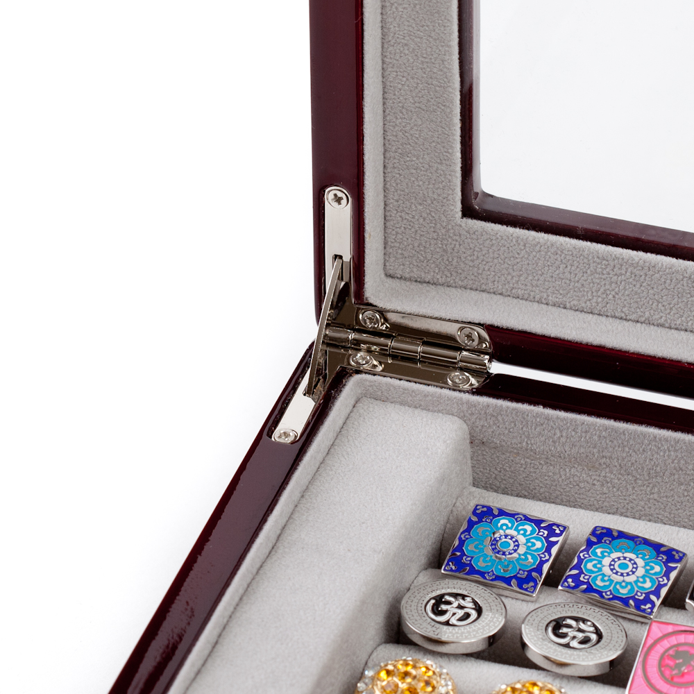 Twenty Cufflinks Storage Box Mahogany Wood Finish