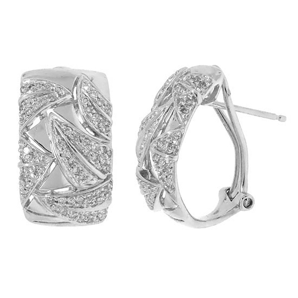 0.75ct 14k White Gold Diamond Leaf Earrings Allurez