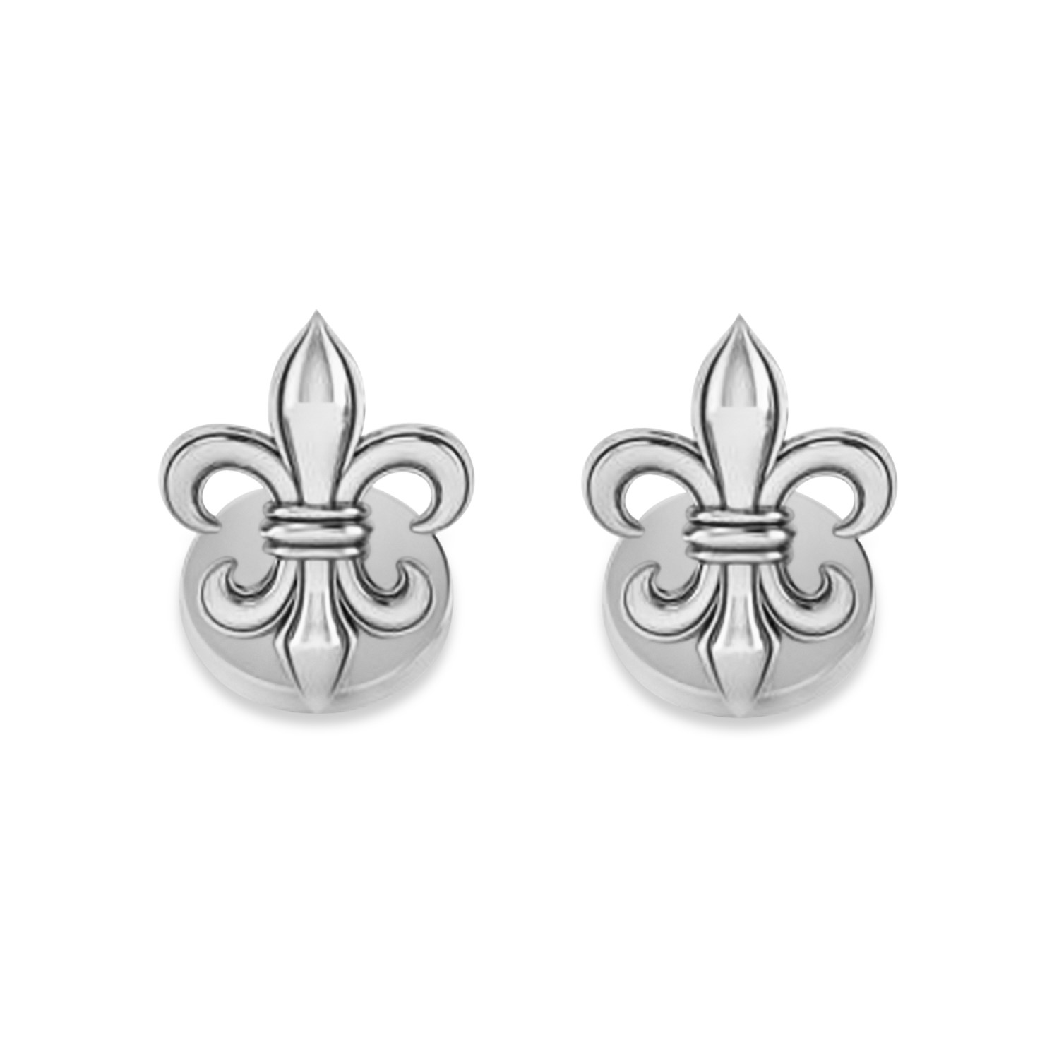 Fleur De Lis Cuff Links 14k White Gold