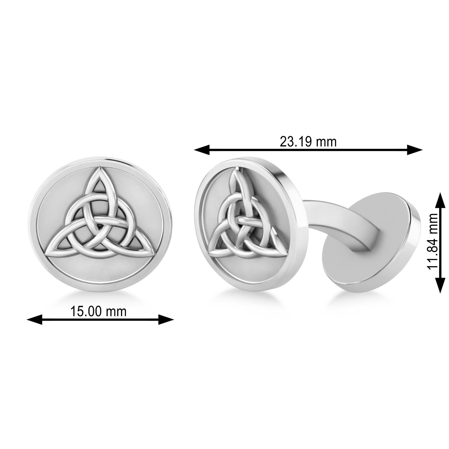 Men's Celtic Knot Cufflinks 14k White Gold