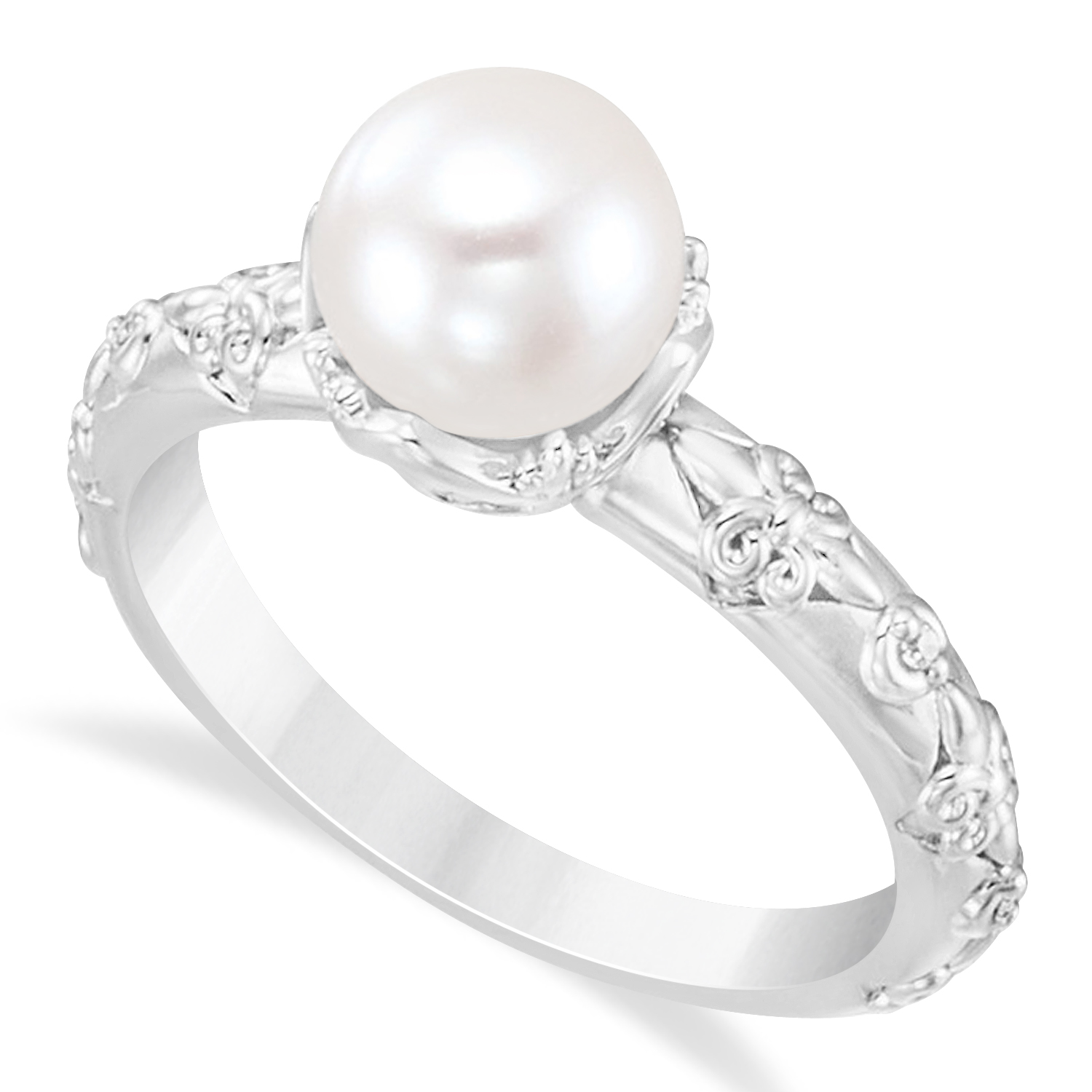 white gold pearl ring