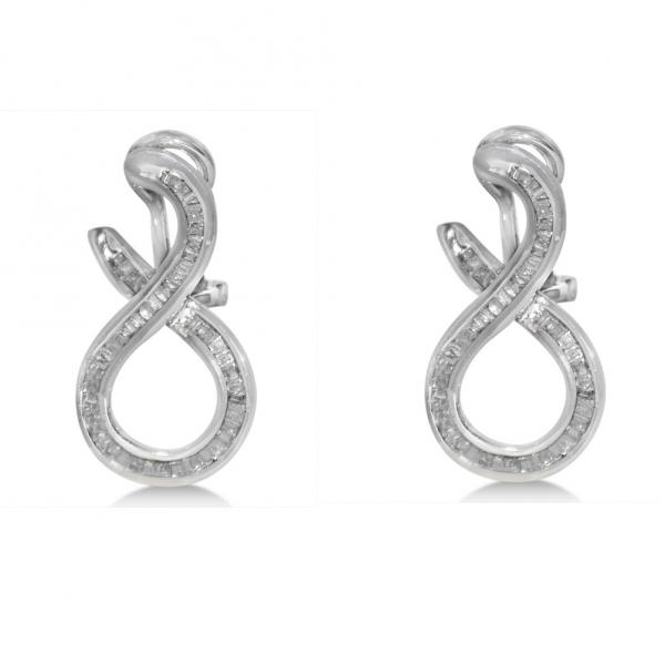 Diamond Accented Twist Earrings in 14k White Gold (0.75ct)