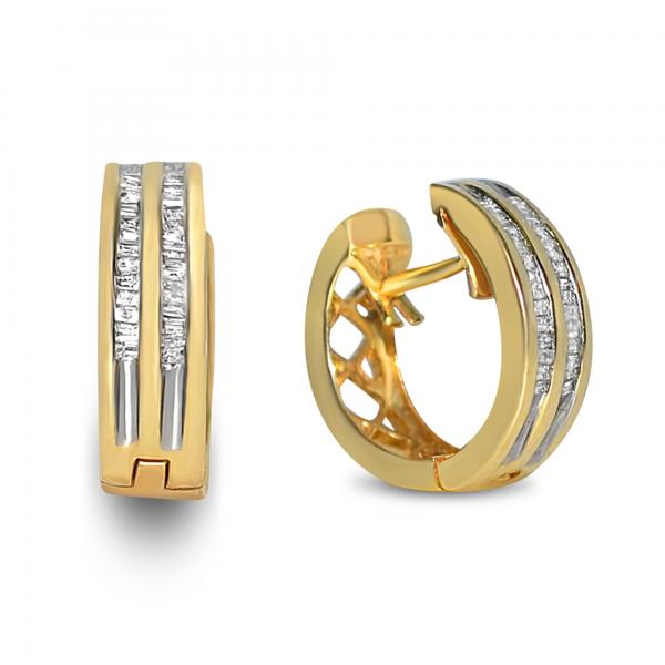 Diamond Accented Huggie Earrings in 14k Yellow Gold (0.30ct)