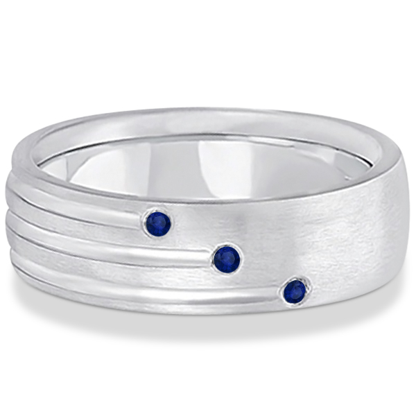 mens shooting star blue sapphire wedding ring band 14k white gold 015ct - Mens Sapphire Wedding Rings mens shooting star blue sapphire wedding ring band 14k white gold 015ct - Mens Sapphire Wedding Rings