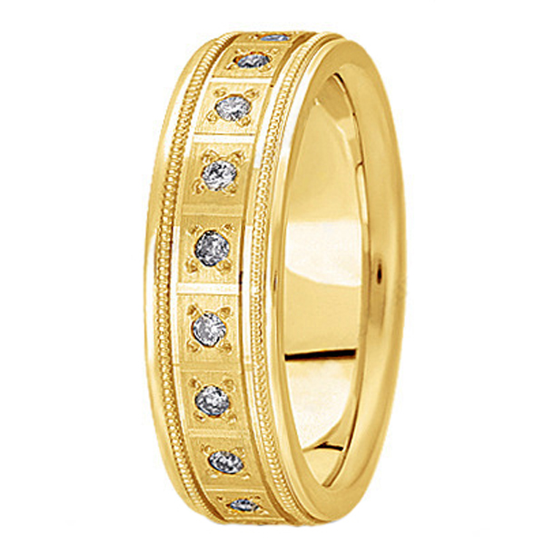 Pave-Set Diamond Wedding Band in 18k Yellow Gold for Men (0.40 ctw)