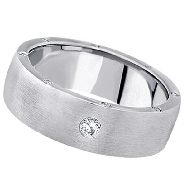Men's Diamond Wedding Band in 18k White Gold (0.34 ctw)