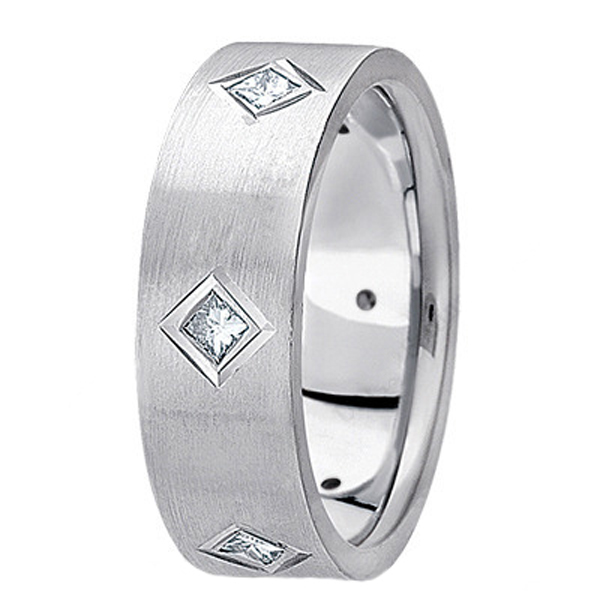 Princess Cut Diamond Wedding Band in Platinum (0.60 ctw)