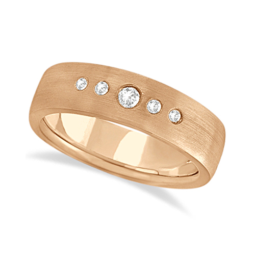 Mens Five-Stone Diamond Wedding Band 14k Rose Gold (0.25ct)