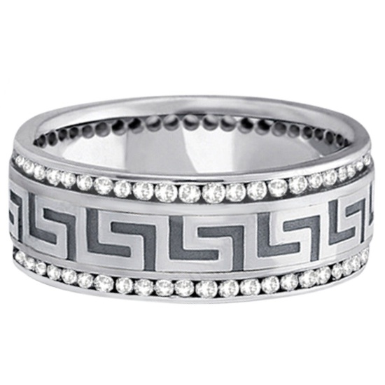 Channel-Set Diamond Wedding Ring Band For Men 14k White Gold (1.50ct)