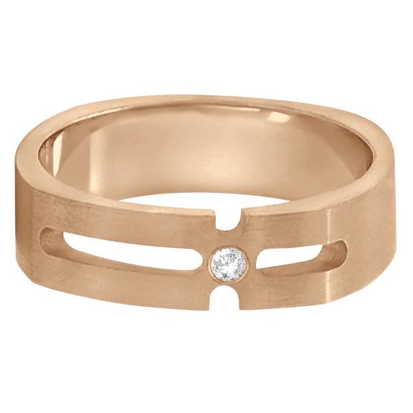 Contemporary Solitaire Diamond Band For Men 18kt Rose Gold (0.05ct)