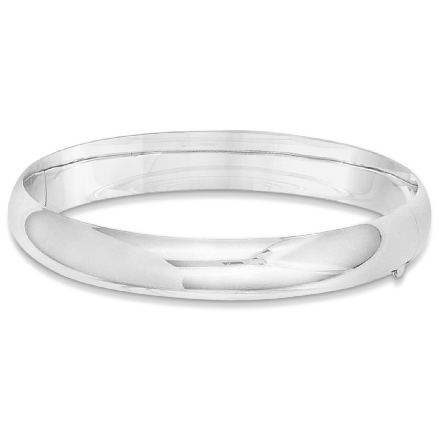 High Polished Hinged Stackable Wide Bangle Bracelet 14k White Gold