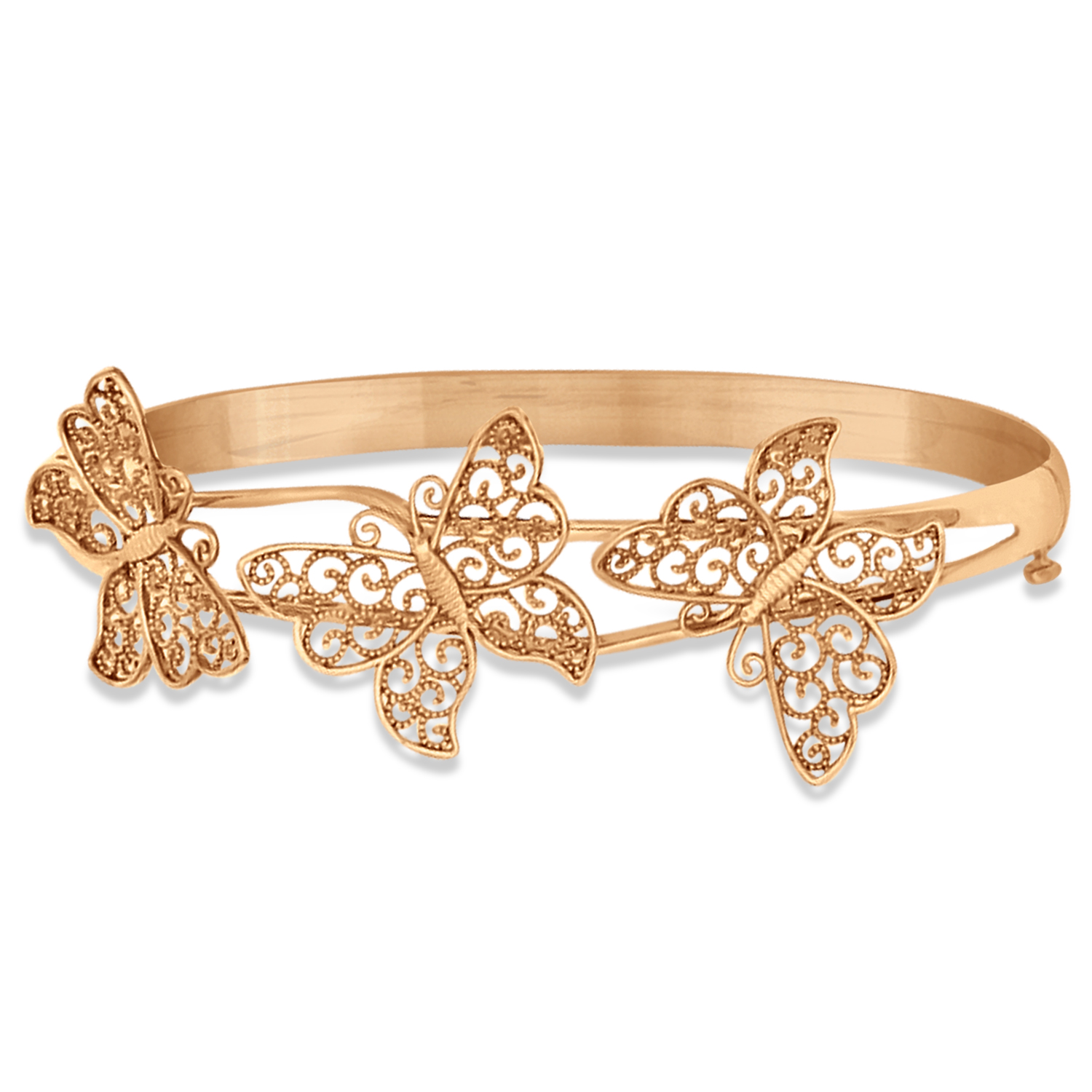 Butterfly Bangle Bracelet Plain Metal 14k Rose Gold Q278