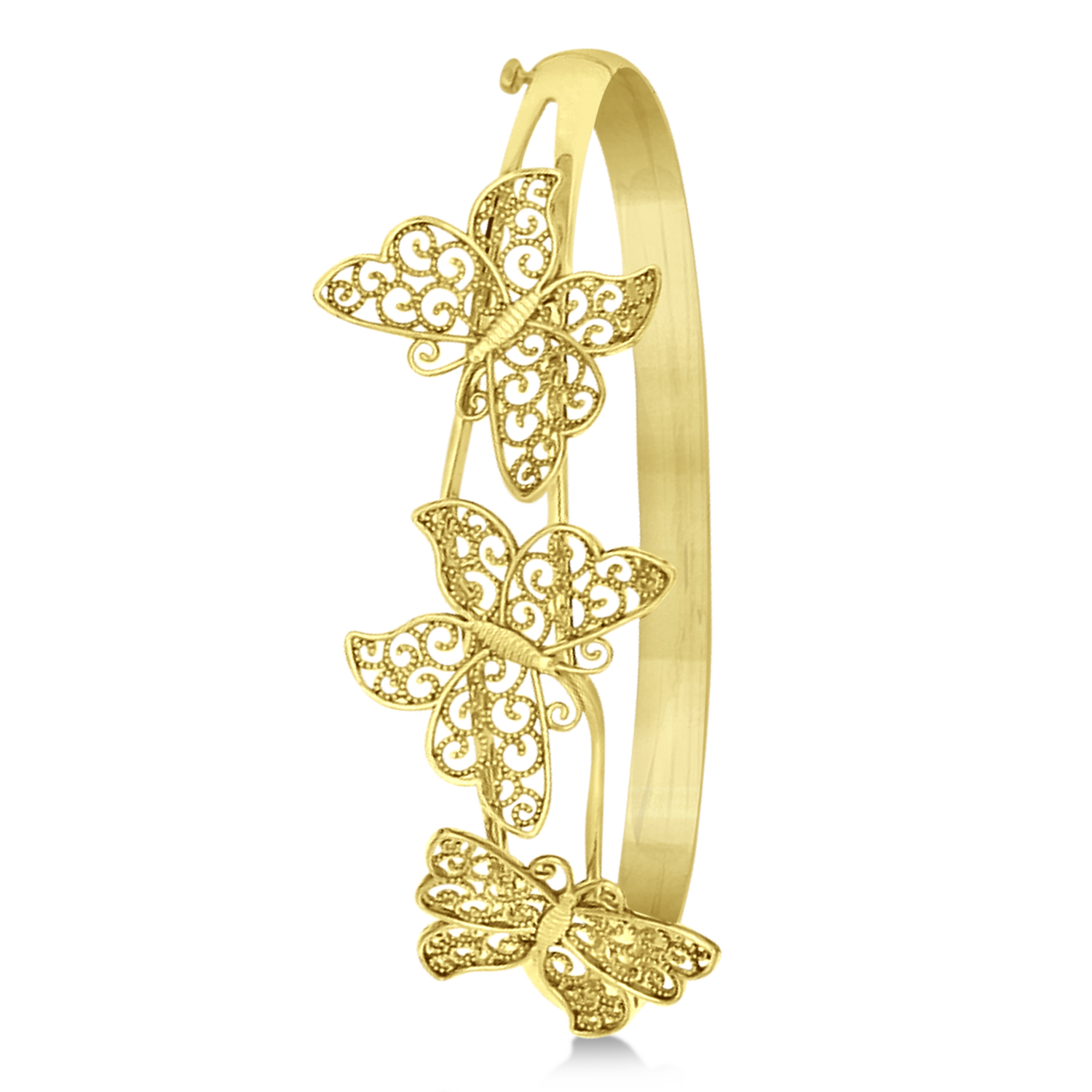 Butterfly Bangle Bracelet Plain Metal 14k Yellow Gold Q277