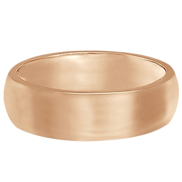 Dome Comfort Fit Wedding Ring Band 18k Rose Gold (6mm)