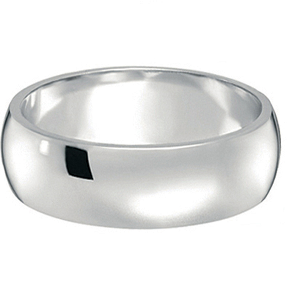 Dome Comfort Fit Wedding Ring Band 18k White Gold (7mm)