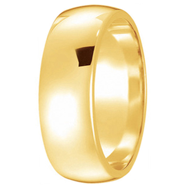 Dome Comfort Fit Wedding Ring Band 18k Yellow Gold (7mm)
