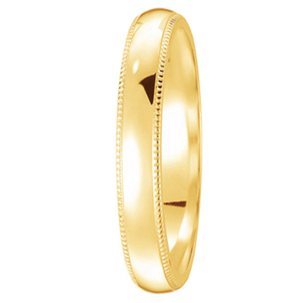 Milgrain Dome Comfort-Fit Thin Wedding Ring Band 14k Yellow Gold (2mm)