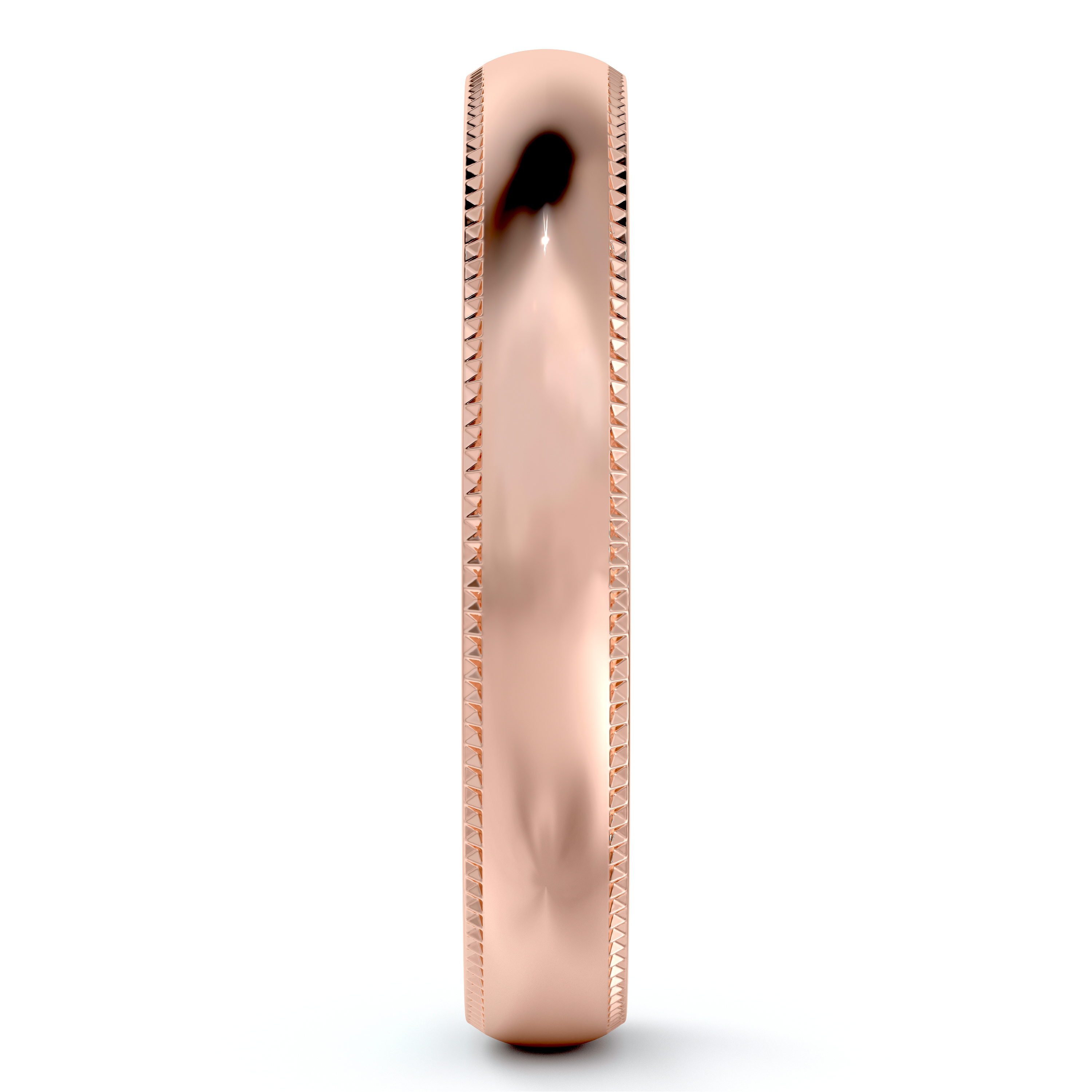 Milgrain Dome Comfort-Fit Thin Wedding Ring Band 18 Rose Gold (3mm)