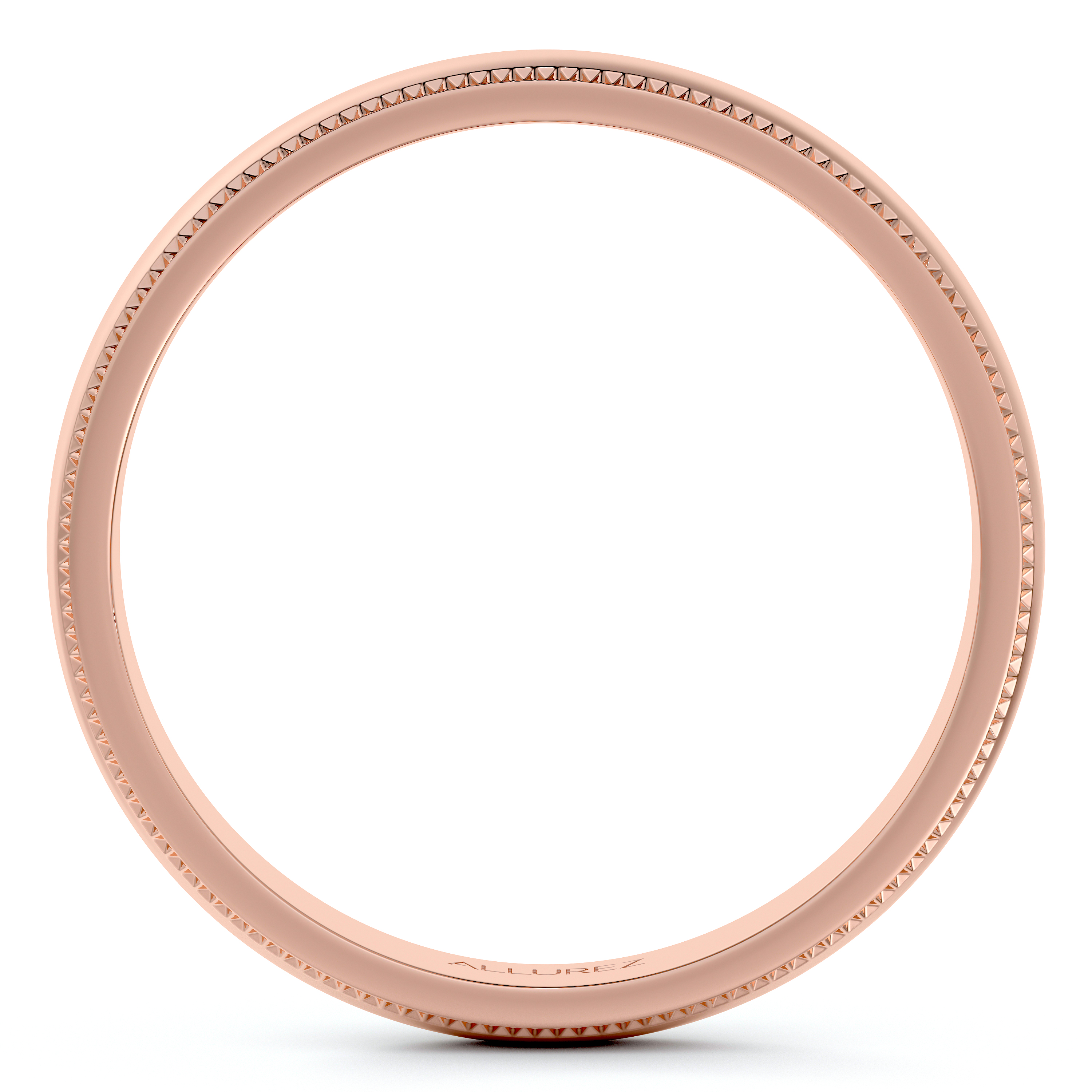 Milgrain Dome Comfort-Fit Thin Wedding Ring Band 18 Rose Gold (3mm)