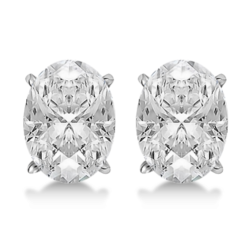 Oval Diamond Stud Earrings 4Prong Basket Setting In Platinum DY52
