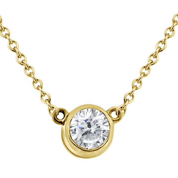 BezelSet Solitaire Pendant Setting in 14k Yellow Gold DYPB14Y