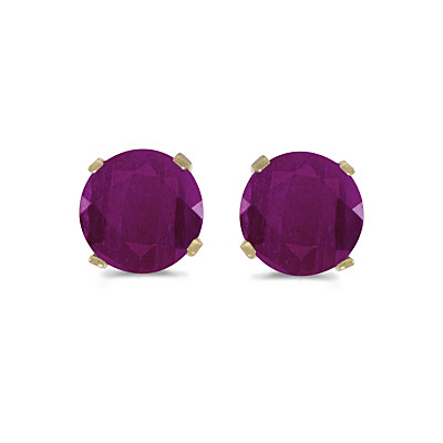 1.20ct Ruby Stud Earrings July Birthstone 14k Yellow Gold
