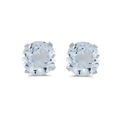 0.82ct Aquamarine Stud Earrings March Birthstone 14k White Gold