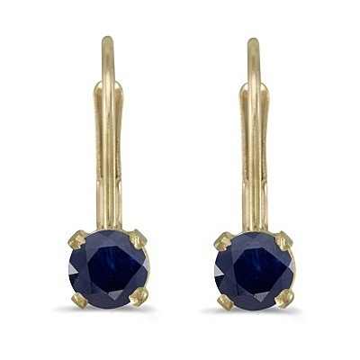 Blue Sapphire Lever-Back Drop Earrings 14k Yellow Gold (0.60ctw)