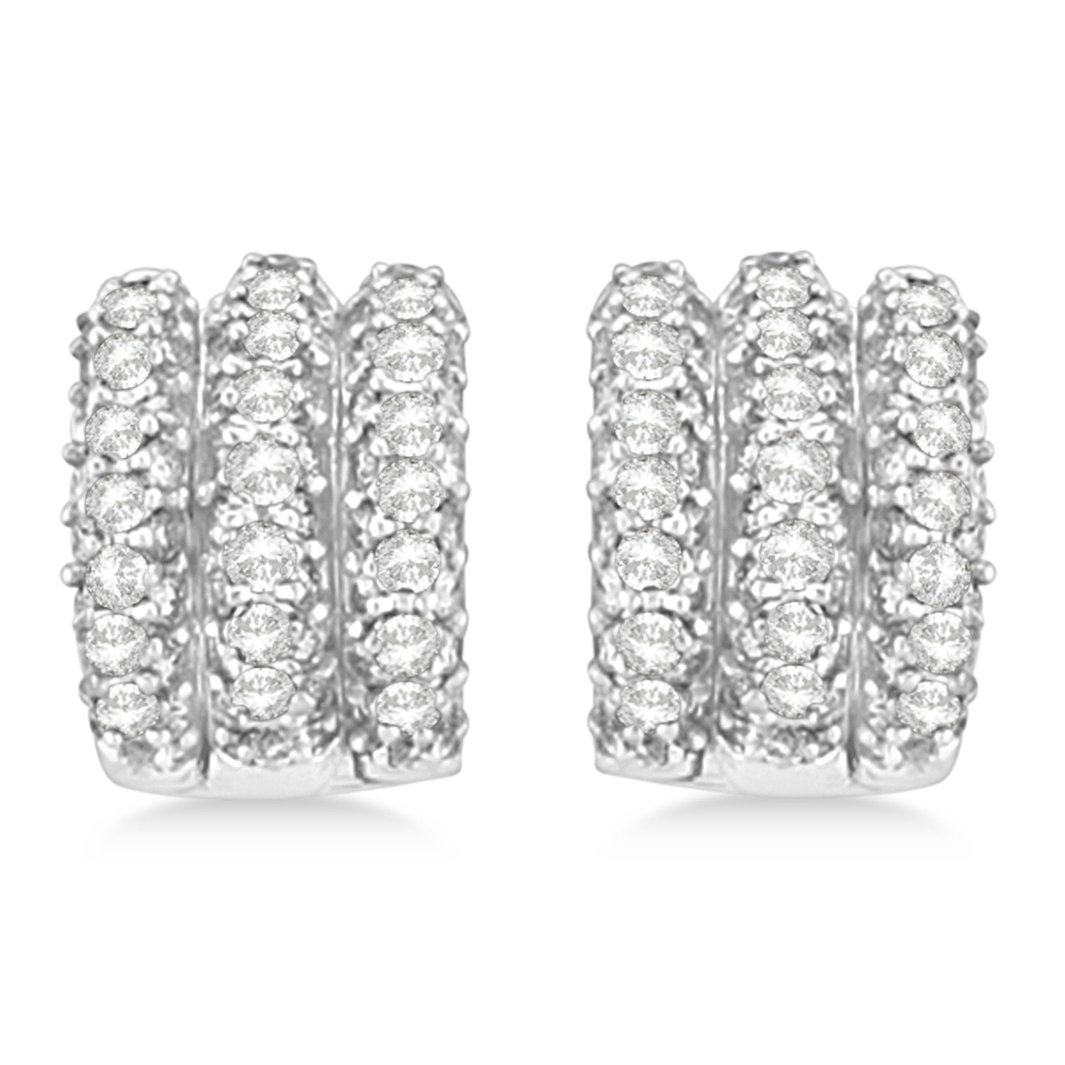 Diamond Cluster Huggie Earrings in 14k White Gold (3.00 ctw)