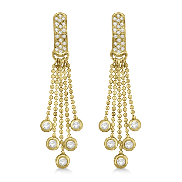 Pave Bridal Diamond Chandelier Earrings 14K Yellow Gold 1.00ct IE410