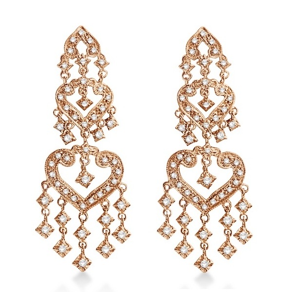 Diamond Chandelier Earrings in 14k Rose Gold (1.01ct) Allurez