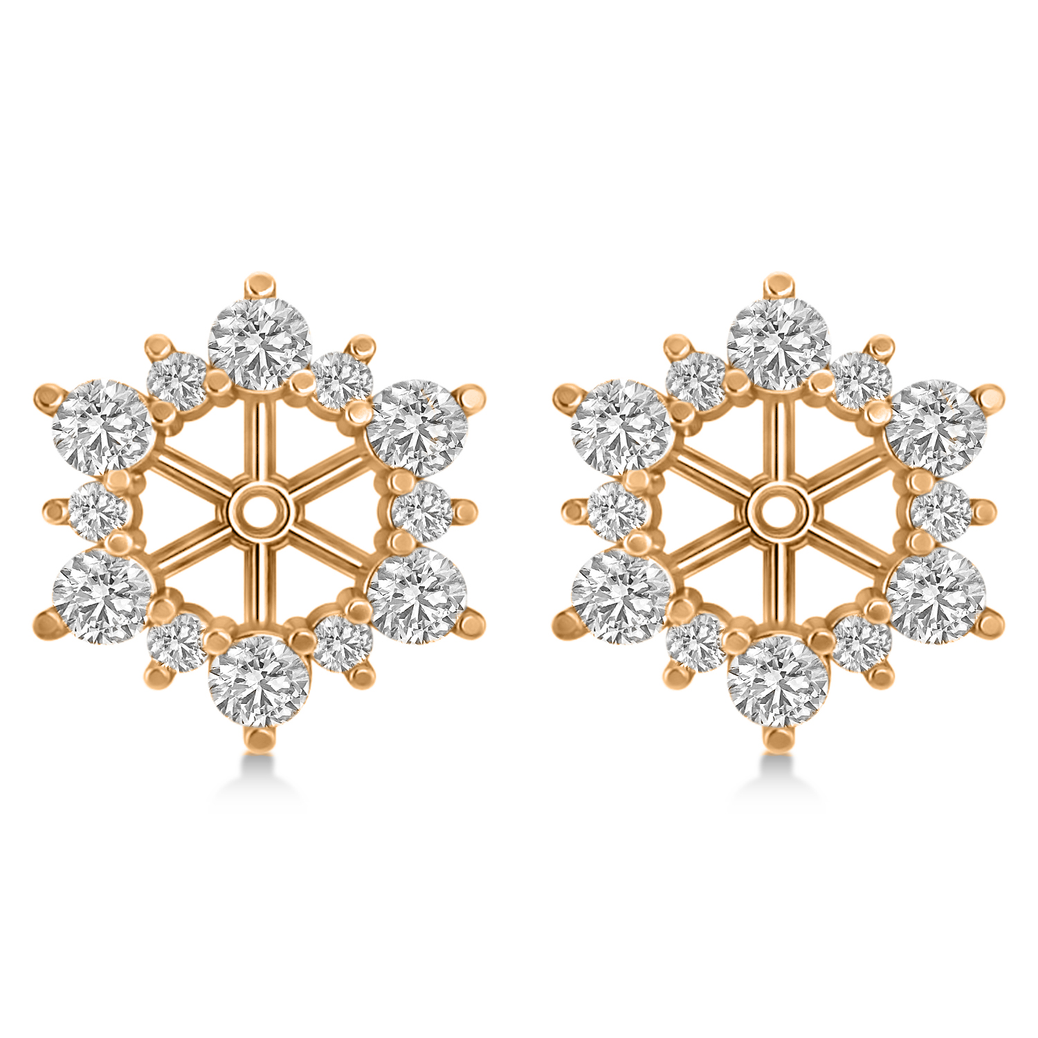 Diamond Flower Halo Earring Jackets 14k Rose Gold (1.20ct)