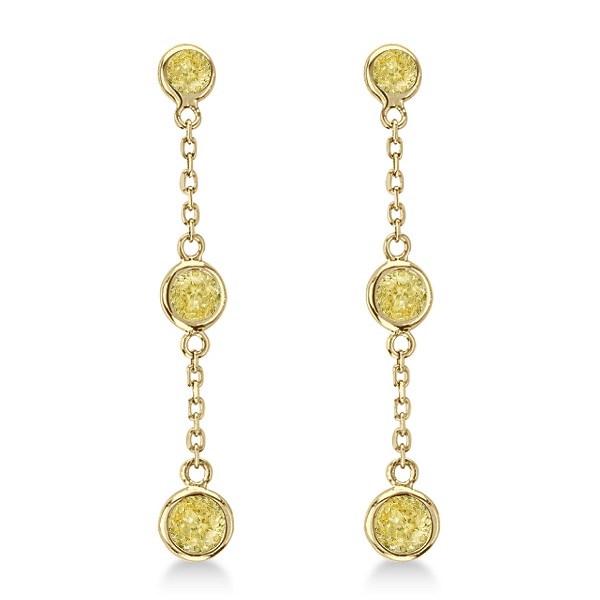 Fancy Yellow Diamond Station Drop Earrings 14k Yellow Gold (0.25ct)