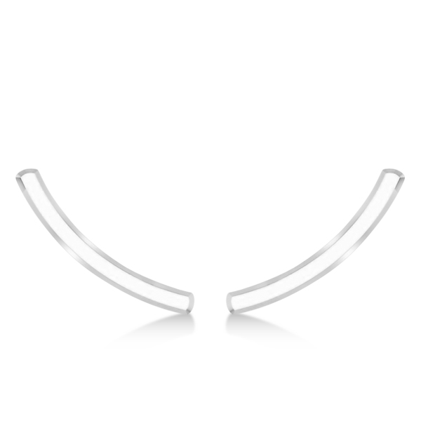 Curved Ear Crawlers Plain Metal 14K White Gold