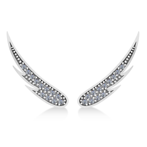 Angel Wings Ear Cuffs Diamond Accented 14K White Gold (0.24ct)