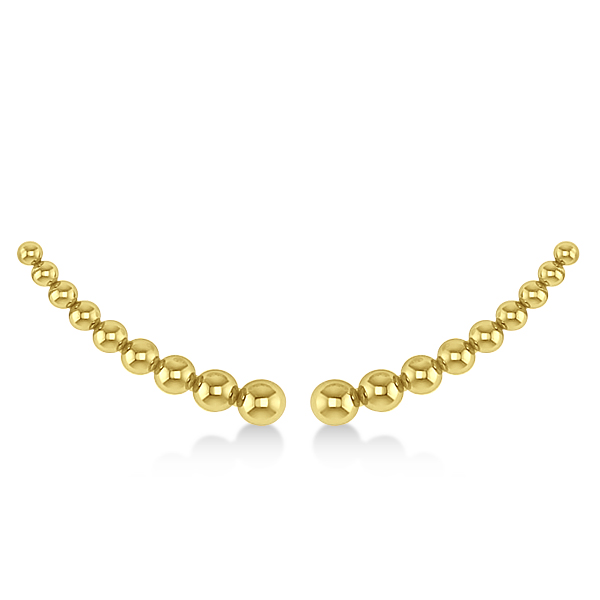 Graduating Beads Ear Cuffs Plain Metal 14k Yellow Gold