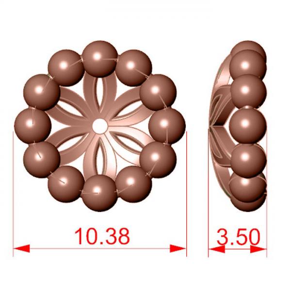 Beaded Round Earring Jackets Plain Metal 14k Rose Gold