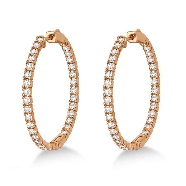 Large Round Diamond Hoop Earrings 14k Rose Gold (2.05ct)