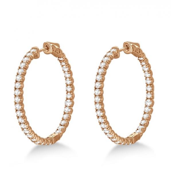 Large Round Diamond Hoop Earrings 14k Rose Gold (3.25ct) IE286
