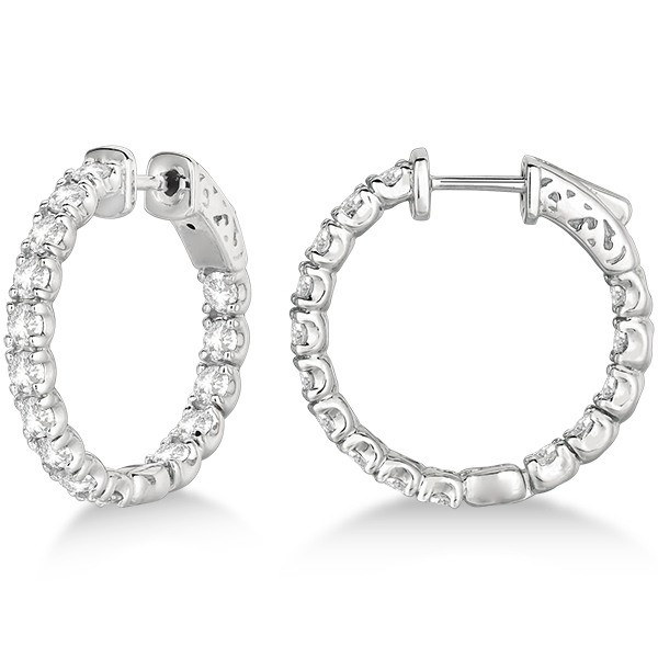 Small Round Diamond Hoop Earrings 14k White Gold (3.00ct) IE305