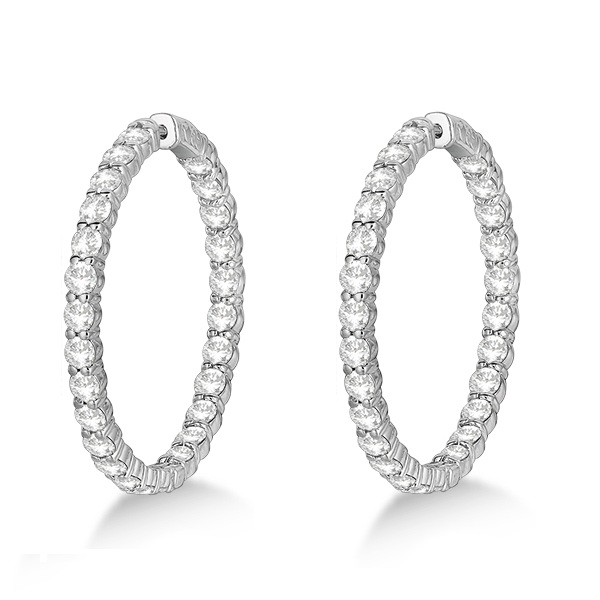 Prong-Set Large Diamond Hoop Earrings 14k White Gold (8.01ct)