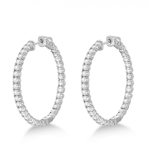 Unique X-Large Diamond Hoop Earrings 14k White Gold (3.25ct)