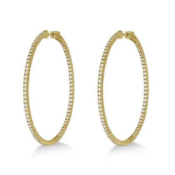 Unique X-Large Diamond Hoop Earrings 14k Yellow Gold (3.00ct)