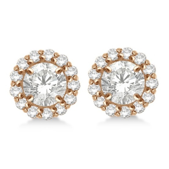Round Diamond Earring Jackets for 7mm Studs 14K Rose Gold (0.58ct)