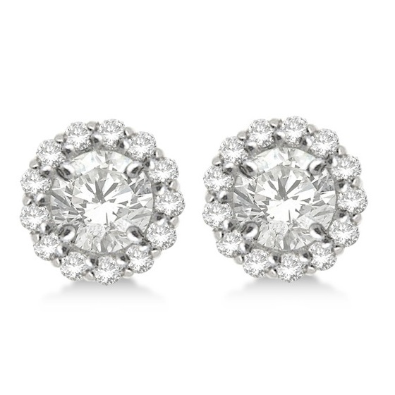 Round Diamond Earring Jackets for 9mm Studs 14K White Gold (0.75ct)