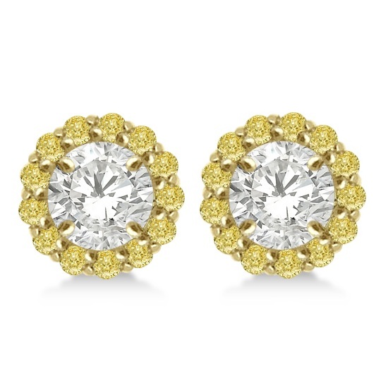 Round Yellow Diamond Earring Jackets for 9mm Studs 14K Y. Gold  (0.75ct)