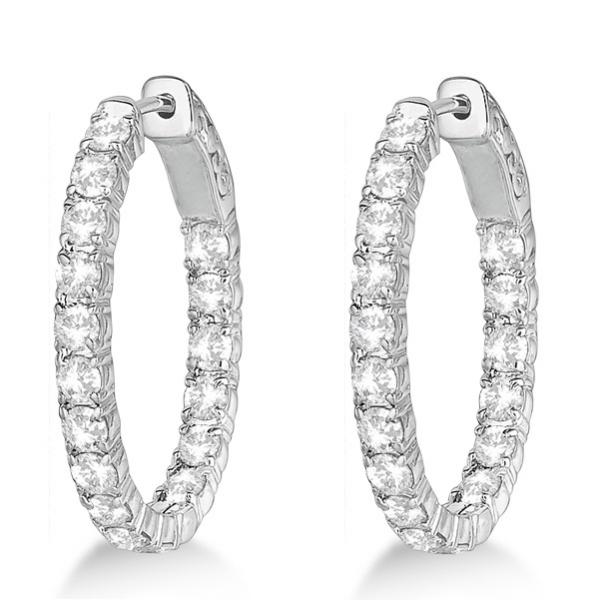 Oval-Shaped Diamond Hoop Earrings 14k White Gold (3.57ct)