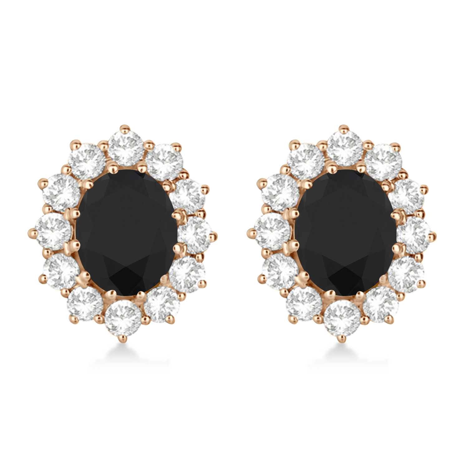 Oval Black and White Diamond Earrings 14k Rose Gold (5.55ctw)