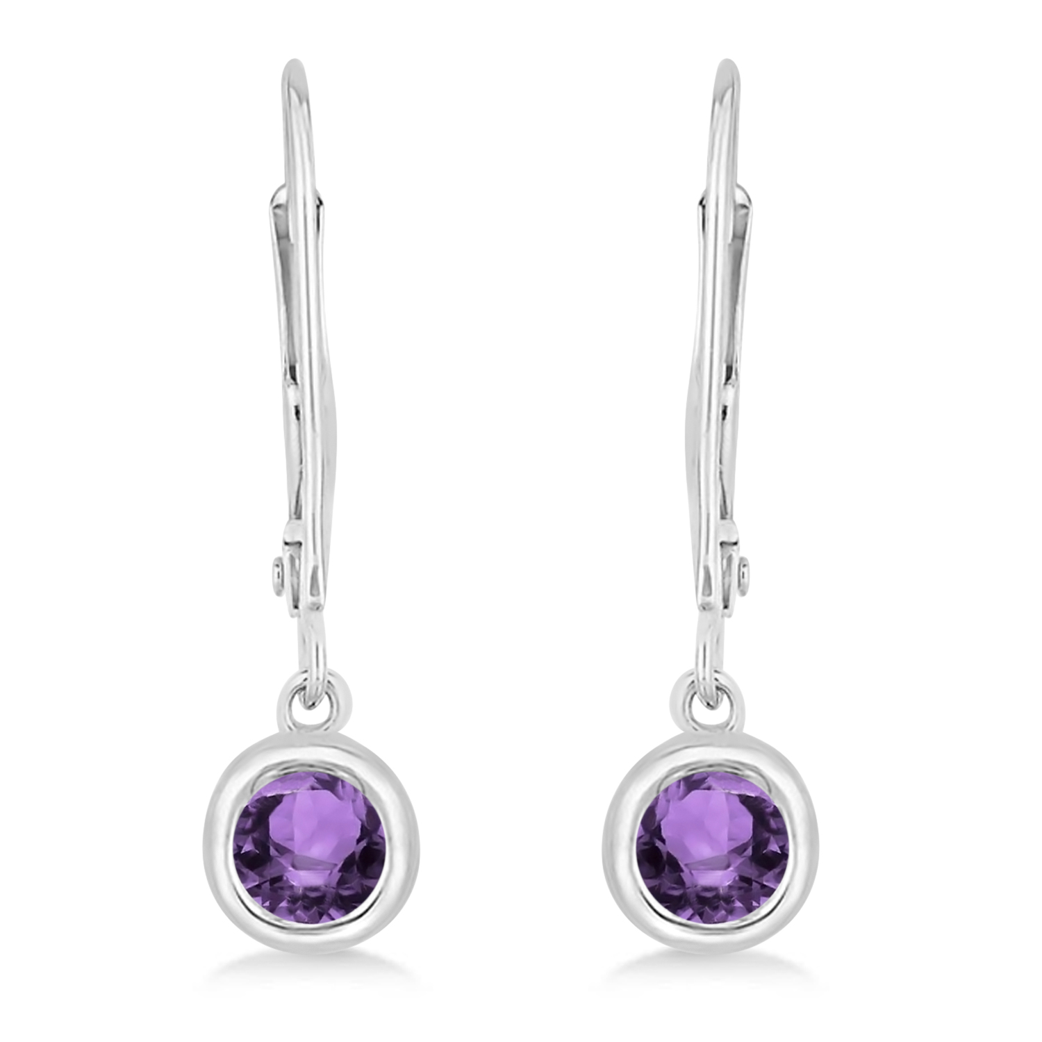 Leverback Dangling Drop Amethyst Earrings 14k White Gold (0.50ct)
