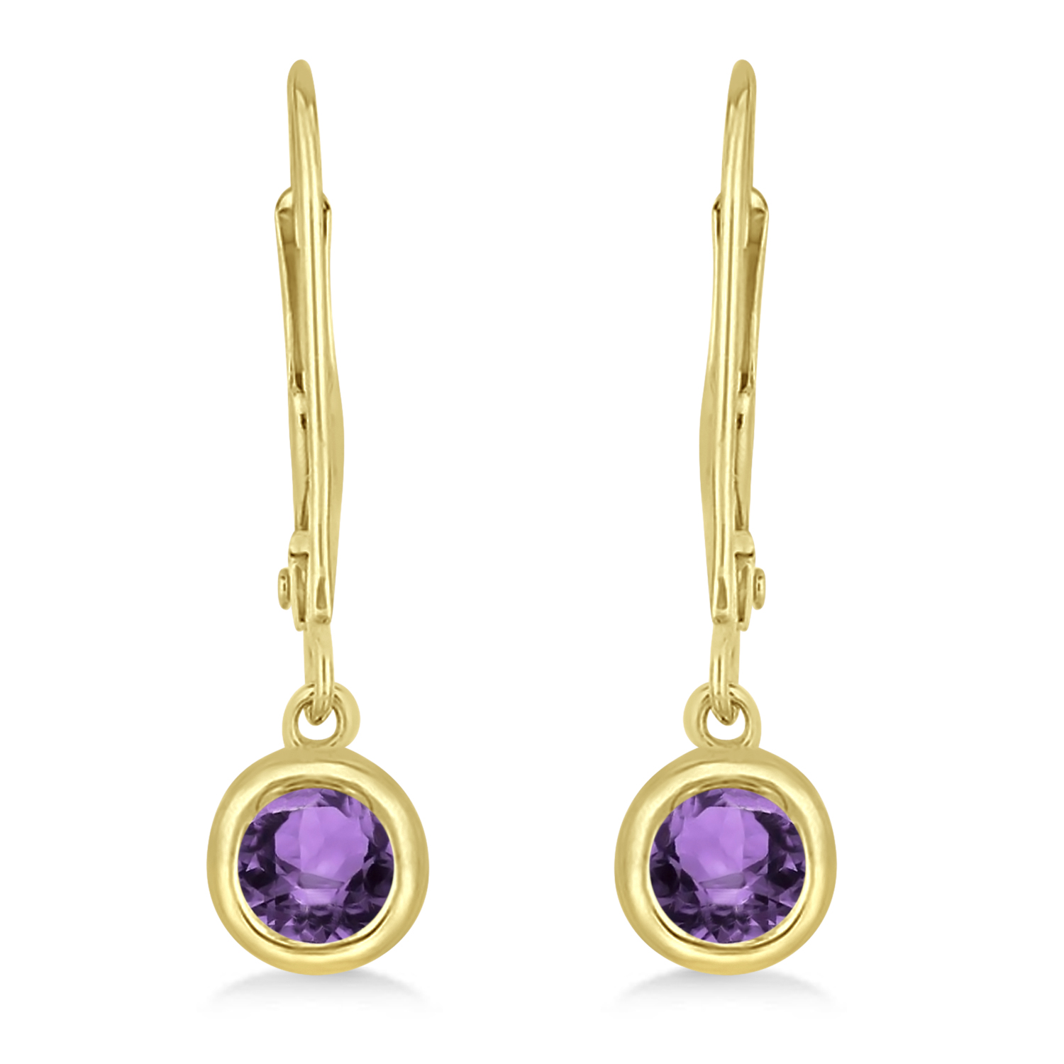 Leverback Dangling Drop Amethyst Earrings 14k Yellow Gold (0.50ct)